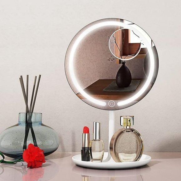 Lighted Makeup Mirror with 1X/5X Magnification,8.3" Rechargeable *new* - Picture 1 of 9